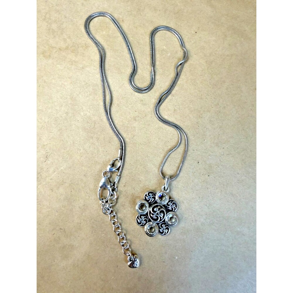 Brighton Silver-Plate Swirl Openwork Pendant Necklace - Elegant & Retired!